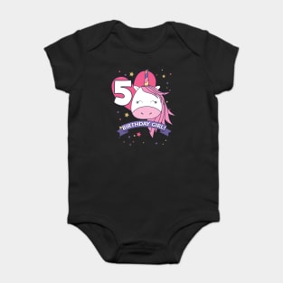 Birthday Girl! Unicorn 5th Birthday graphic design Gifts Baby Bodysuit